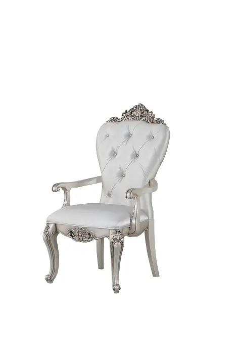 Gorsedd Cream Fabric & Antique White Arm Chair Living Room