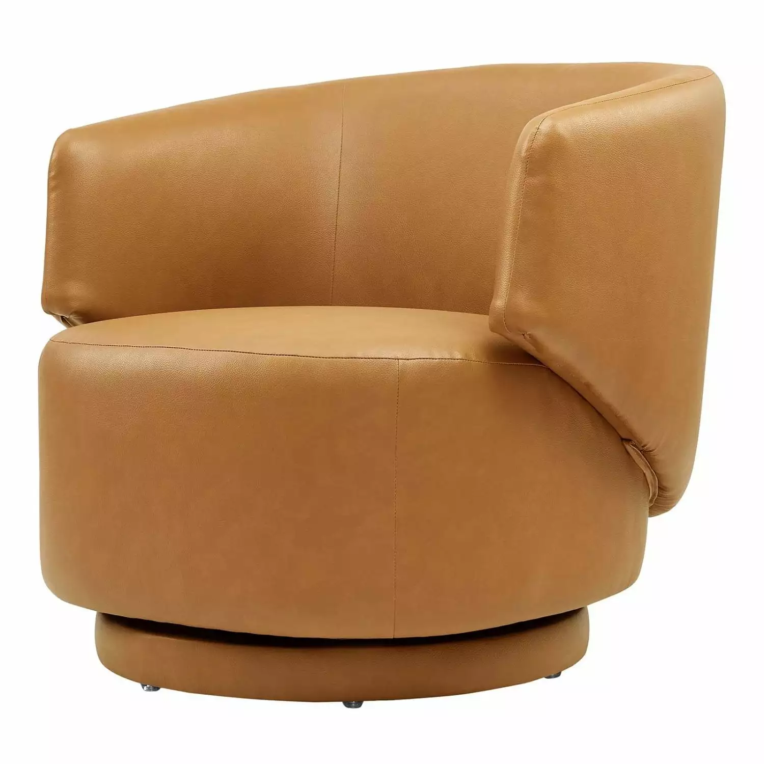 Swivel Armchair Chair Tan Vegan Leather Wood Living Kitchen Cafe Bistro Hospitality Restaurant Modern Contemporary HB34747