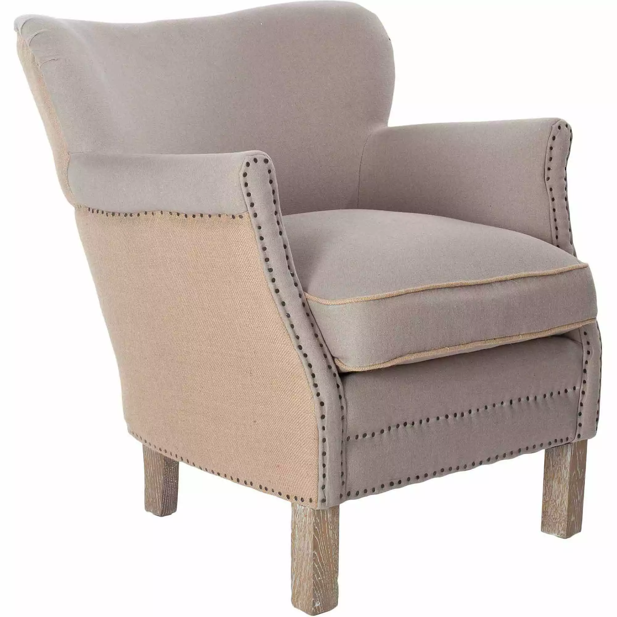 SAFAVIEH Jenny Traditional Glam Upholstered Arm Chair Nailheads Taupe/Beige