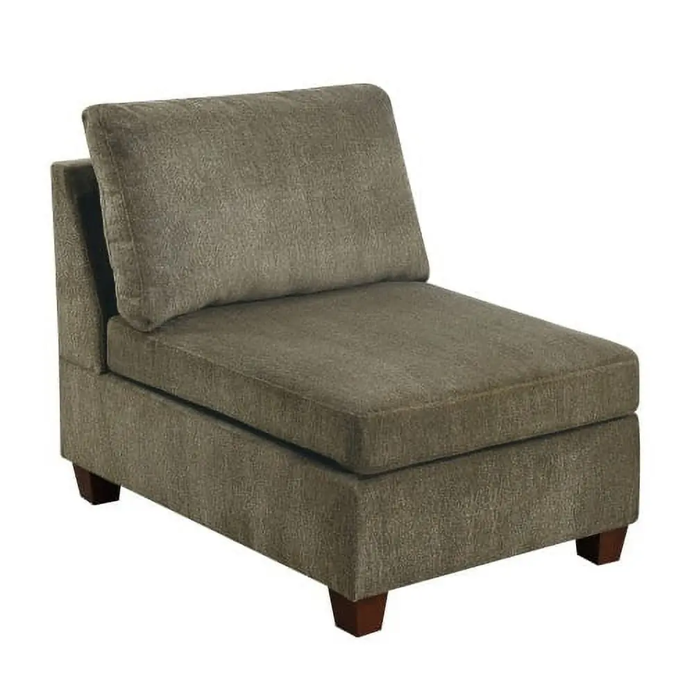 Contemporary Armless Chair Tan Chenille Fabric Modular Corner Wedge Sofa Living Room Furniture Hypeshops