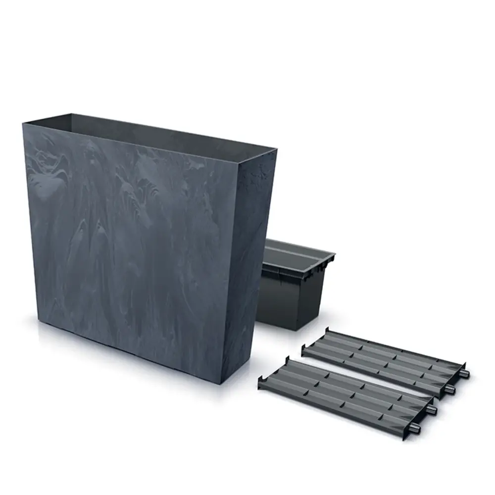 Urbi Case Tower Planter Insert Flowe Pot Grande Plant Rectangular Plastic Anthracite Concrete Effect 68x77cm