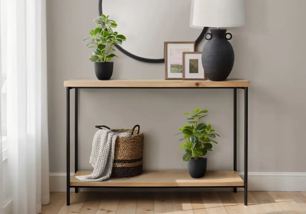 14" Tall, Artificial Plant, Ficus, Indoor, Faux, Fake, Table, Greenery, Potted, Decorative (Set 2) - Green / Jet-black