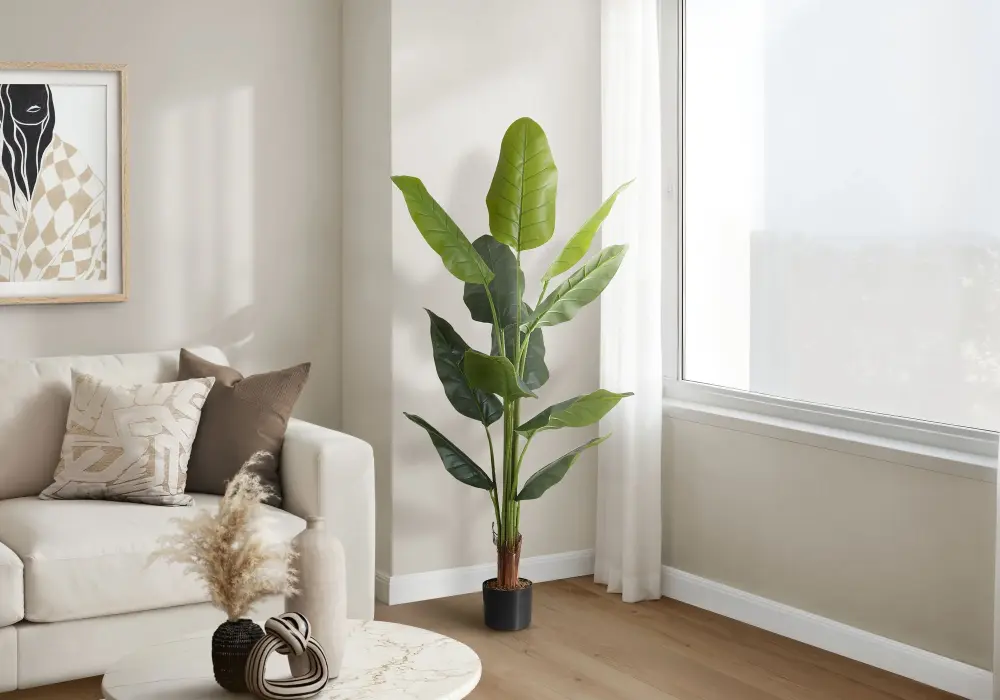 59" Lofty, Artificial Plant, Strelitzia Tree, Indoor, Faux, Fake, Floor, Greenery, Potted, Real Touch, Decorative - Green ...