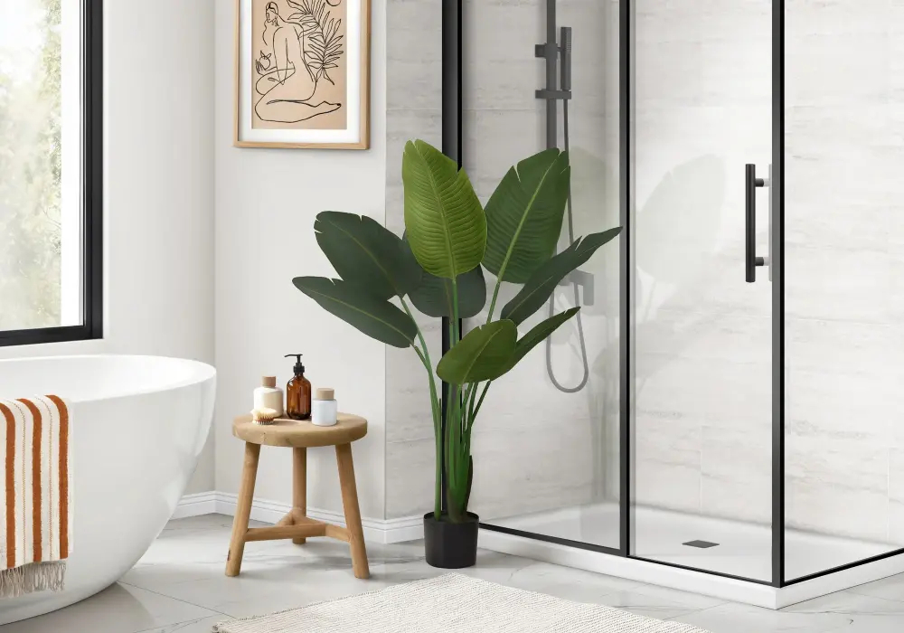 44" Tall, Artificial Plant, Bird Paradise Tree, Indoor, Faux, Fake, Floor, Greenery, Potted, Decorative - Green / Onyx