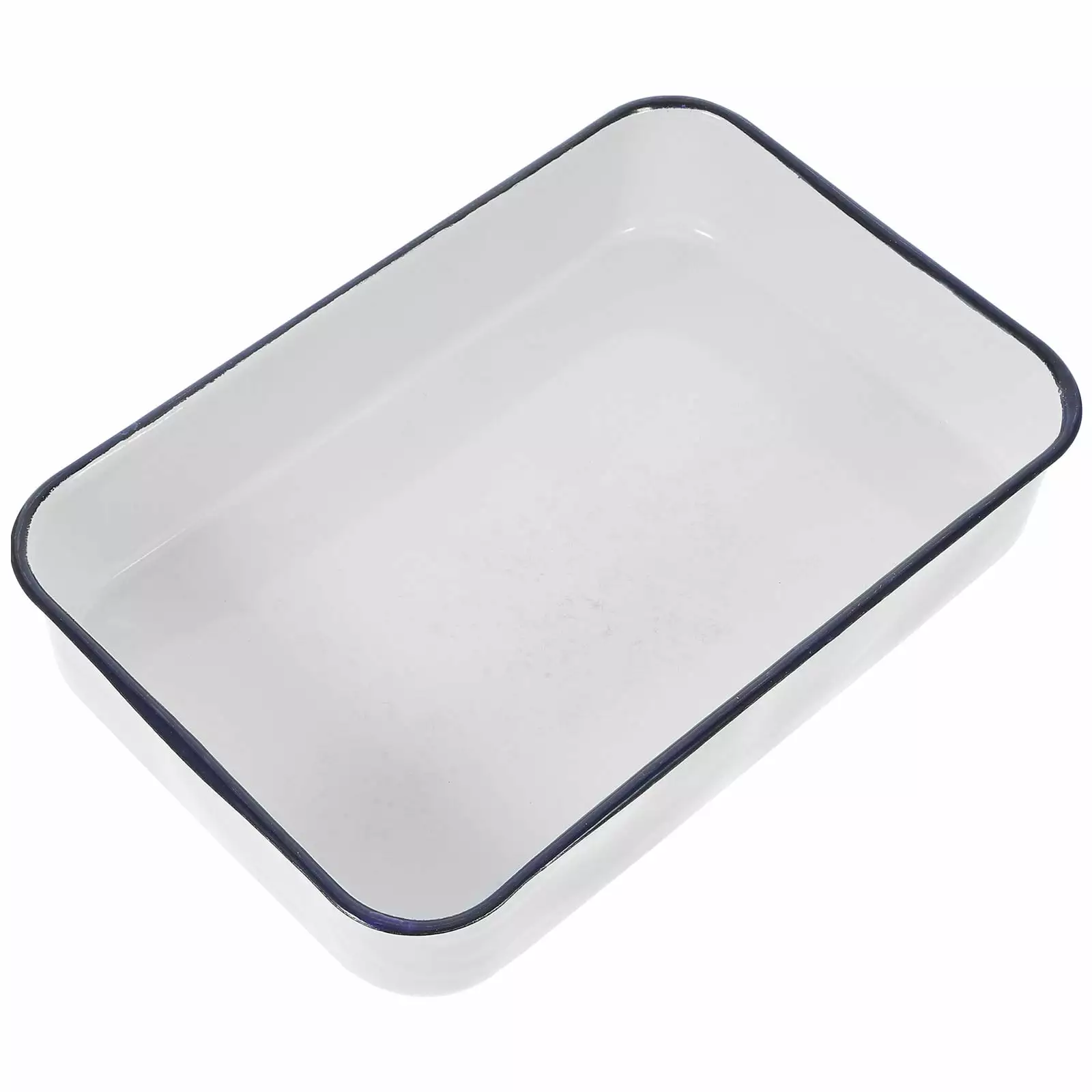 Enamel Baking Pan Roasting Camping Cookware Pizza Tray Wear-resistant Oven Safe White