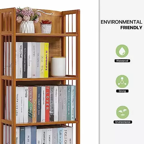 Magshion 4 Shelf Bamboo Bookshelf Freestanding Display Shelf Tall Bookcase Home Office Library Natural Pure Harmony Living