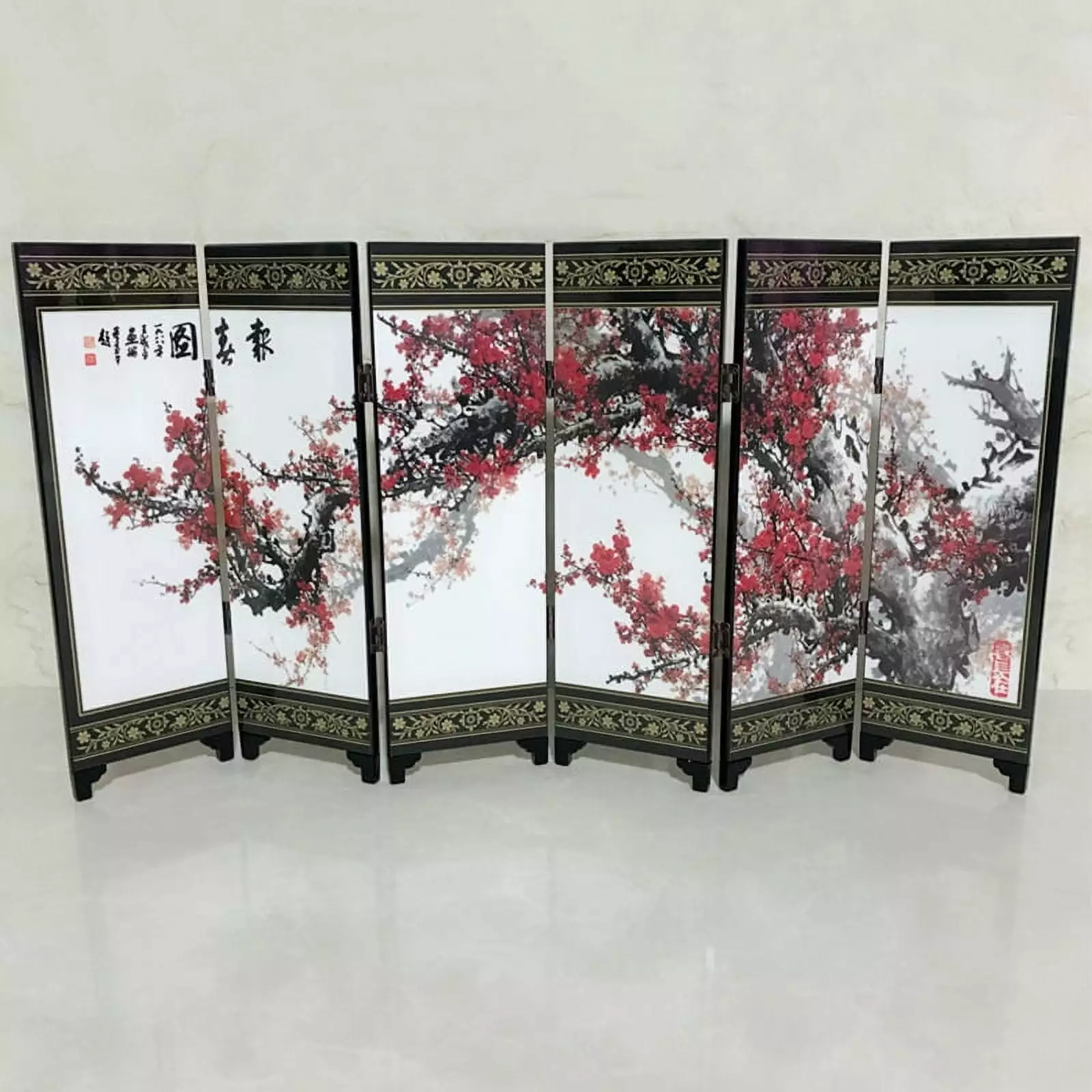 6 Panel Spring Bamboo Screen Room Divider Wood Folding Partition Mini Gift BAMILL
