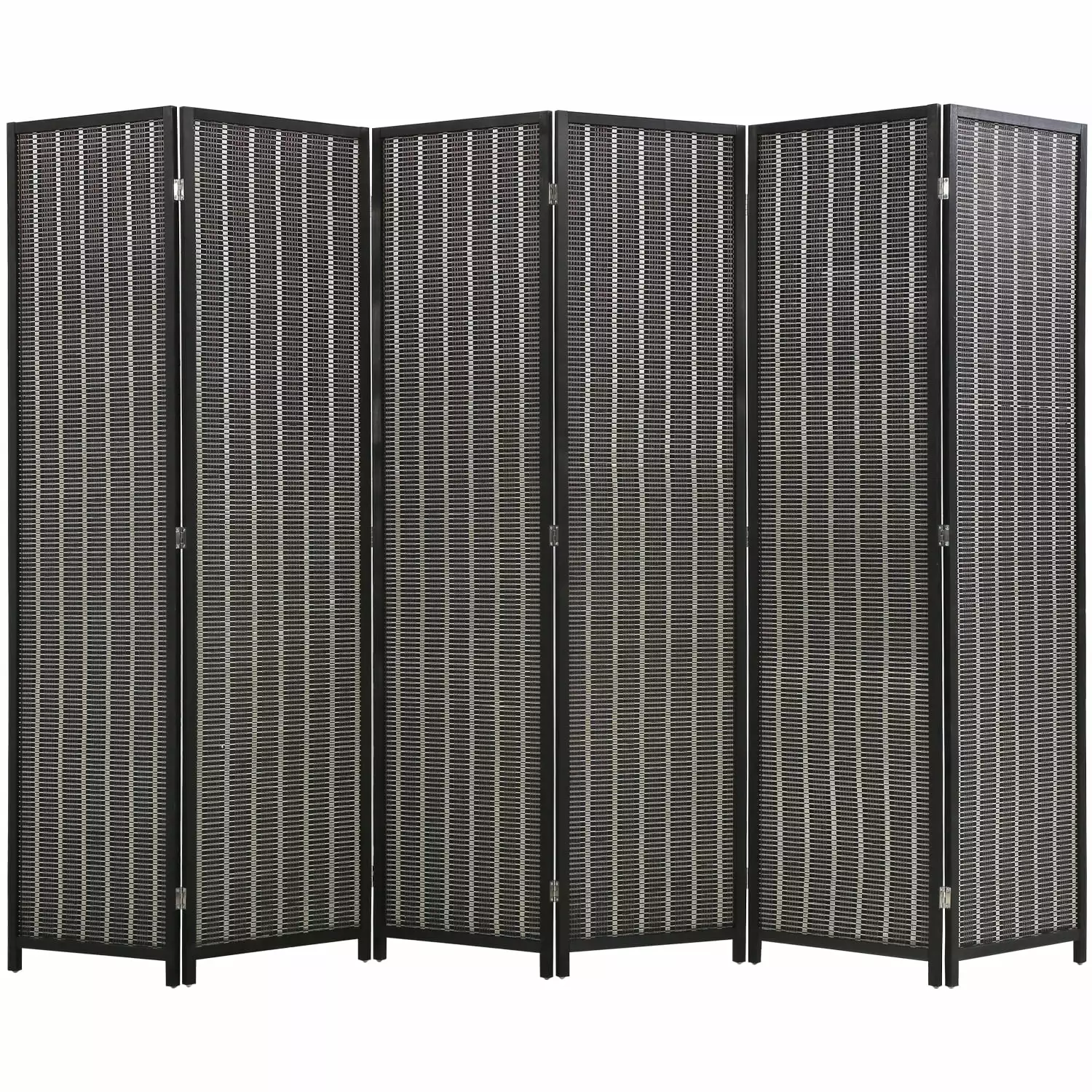 FDW Bamboo Folding Privacy 6 Panel Room Divider 72 Tall Black