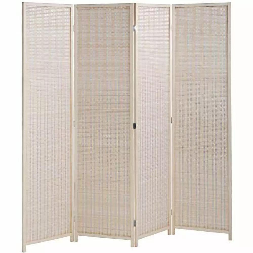 FDW Bamboo 4 Panel Room Divider Folding Privacy Screen 72 Tall Beige