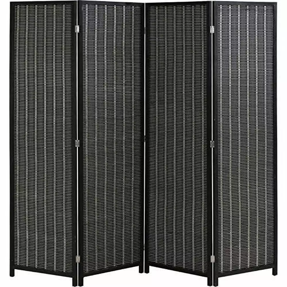 FDW Bamboo 4 Panel Room Divider Folding Privacy Screen 72 Tall Black
