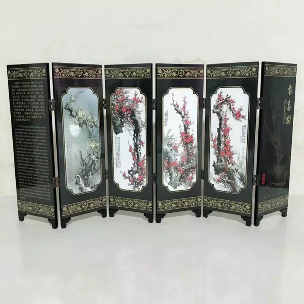 Yannee 6-Panel Spring Bamboo Screen Room Divider Wood Folding Partition Mini Gift