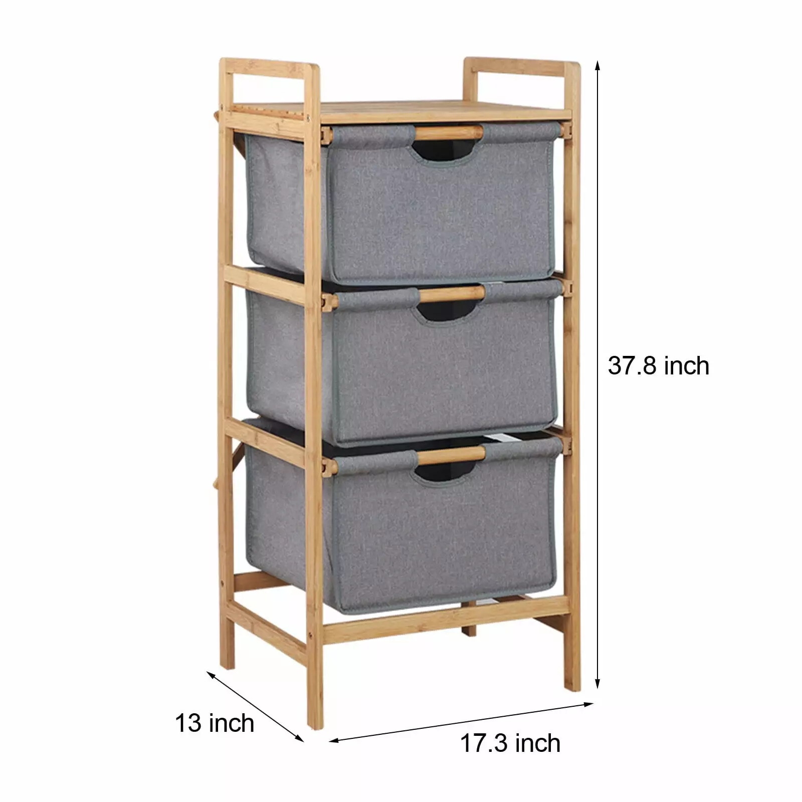 Bamboo 3-Tier Fabric Binquireets Dresser Storage Unit Storage Shelf Cabinet Drawer Flkoendmall