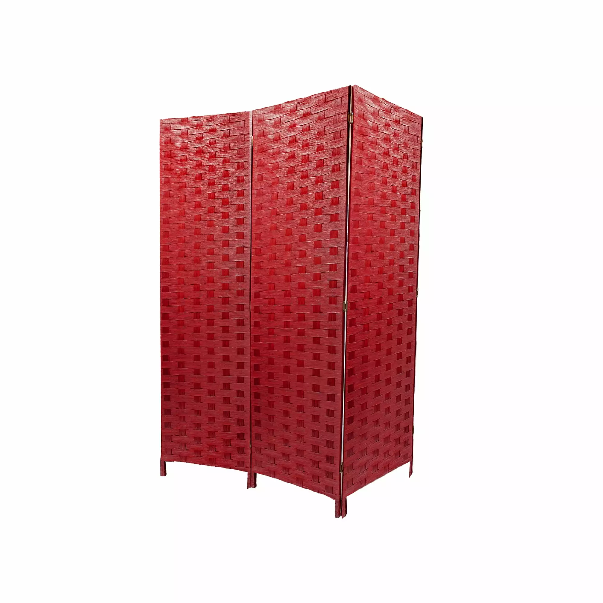 Maison Concepts 3 Panel Woven Bamboo Screen Burgundy 2L x 5W x 40H Room Divider
