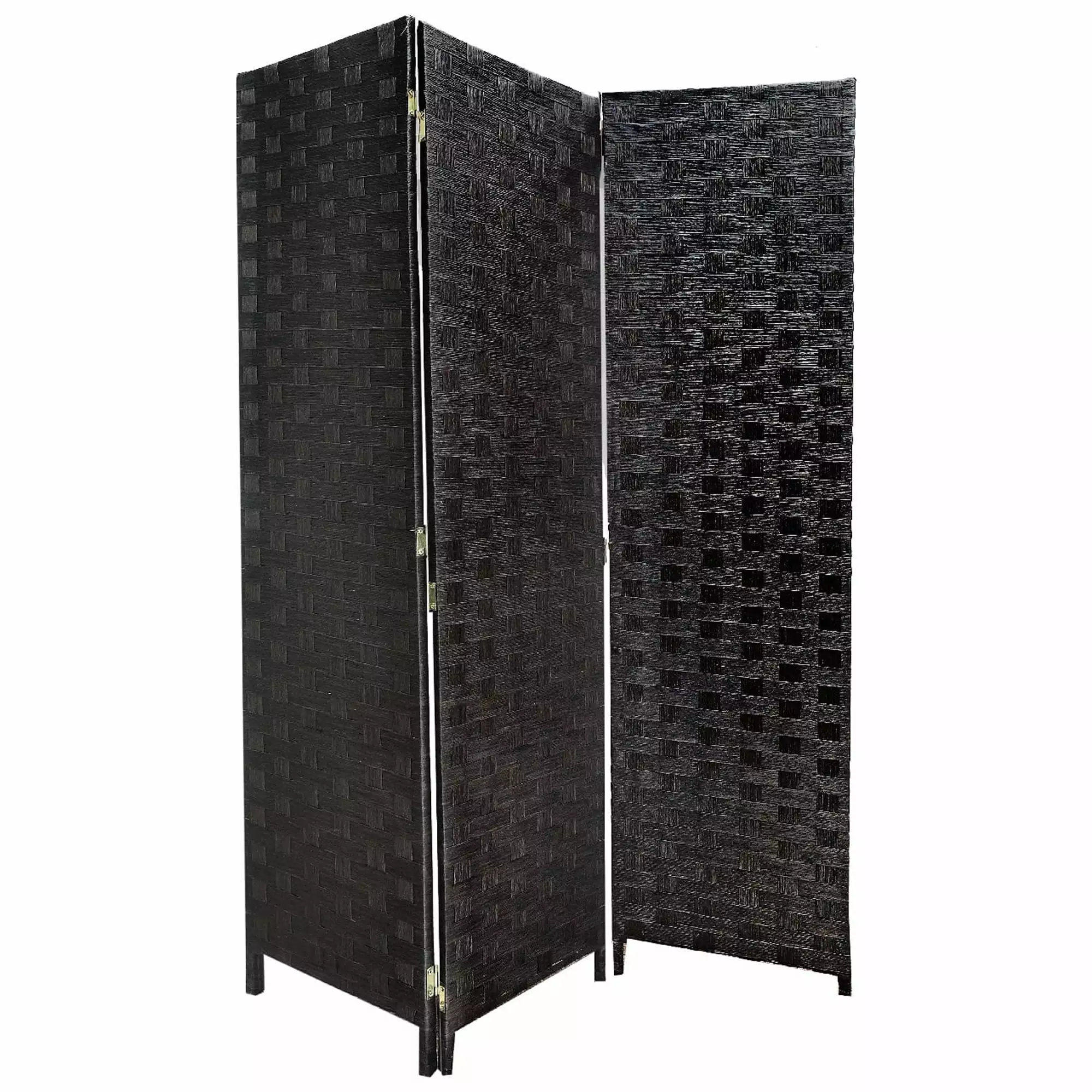 Maison Concepts 3 Panel Woven Bamboo Screen Black 53L x 3.55W x 6.7H Room Divider