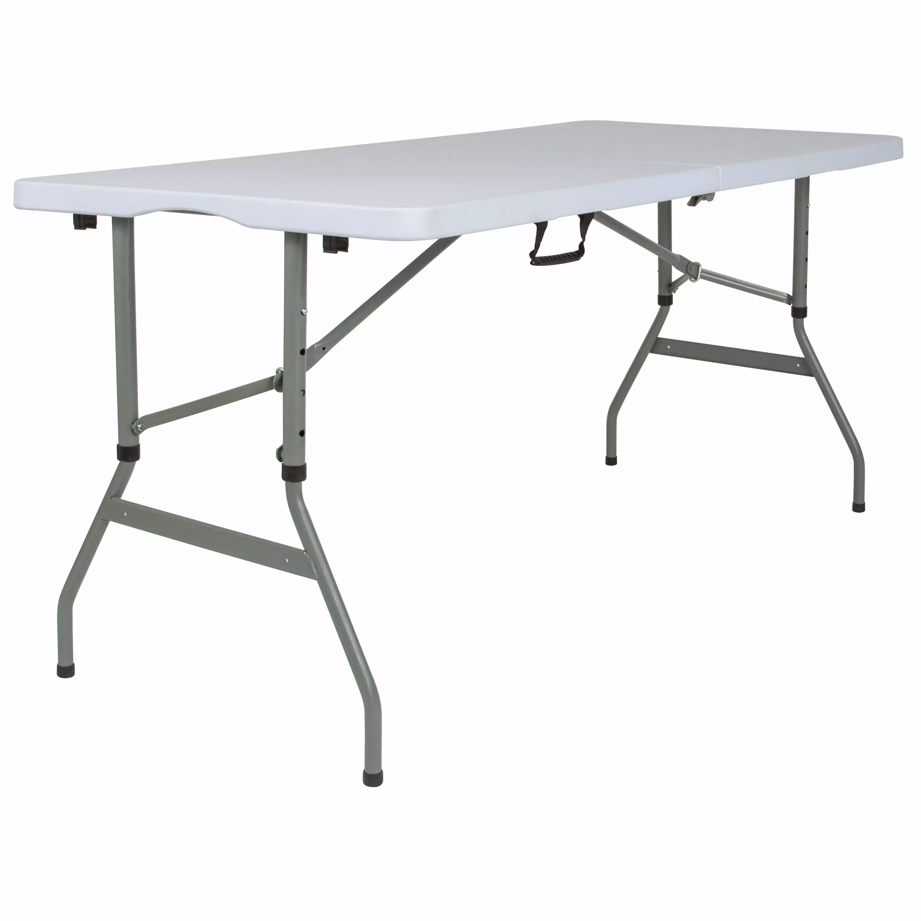 BizChair 5-Foot Height Adjustable Bi-Fold Granite White Plastic Banquet Table Carrying Handle