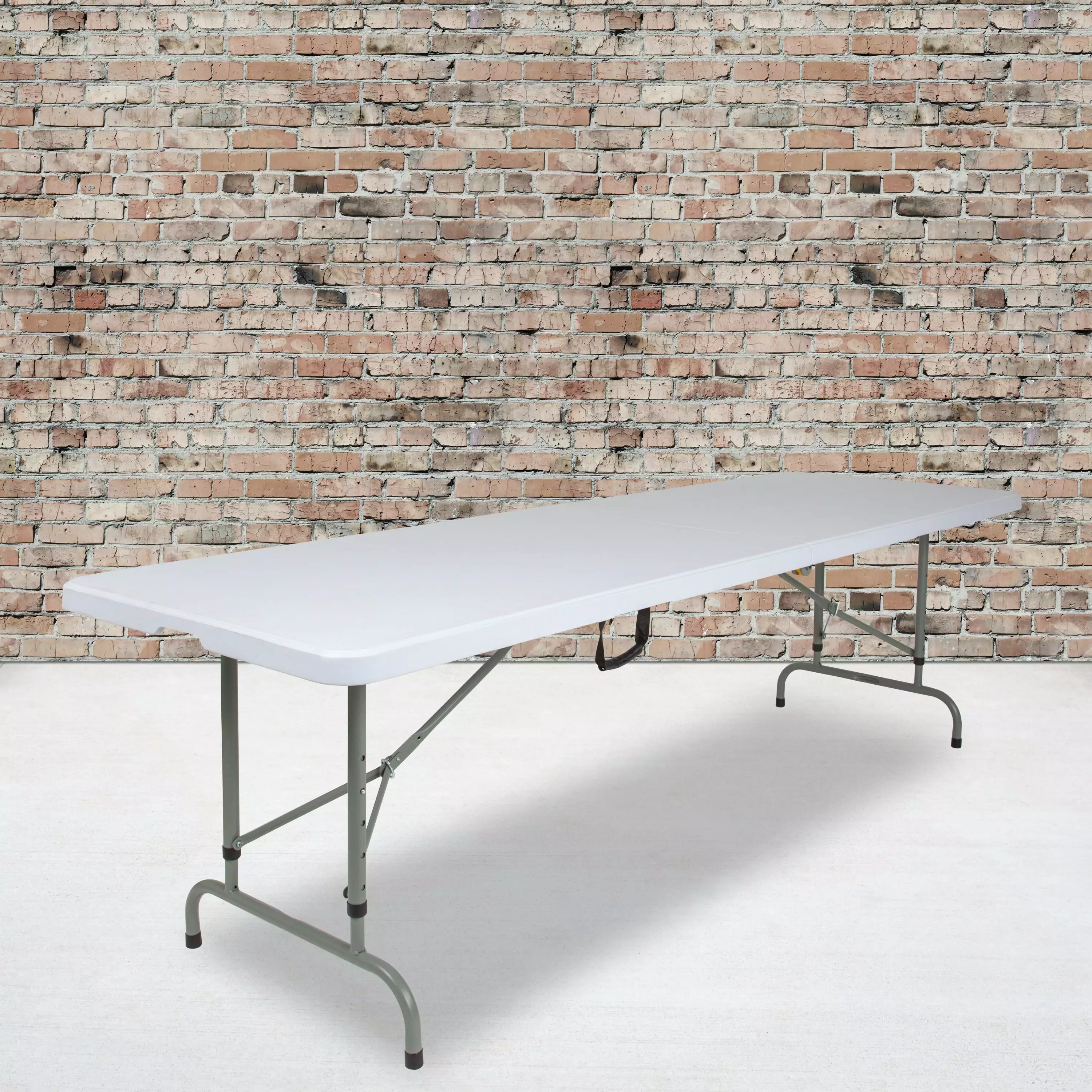 BizChair 8-Foot Height Adjustable Bi-Fold Granite White Plastic Banquet Table Carrying Handle