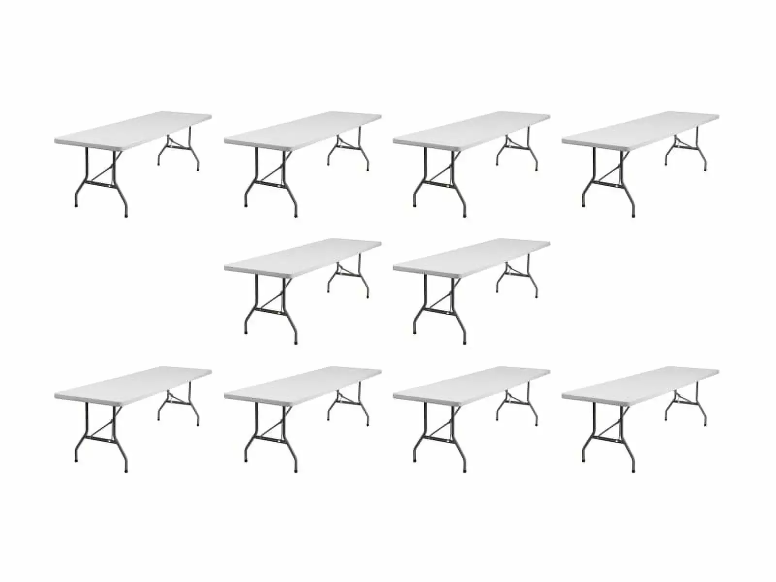 10 Pack 30 x 96 Inch Granite White Plastic Folding Table 8 Foot Banquet Table