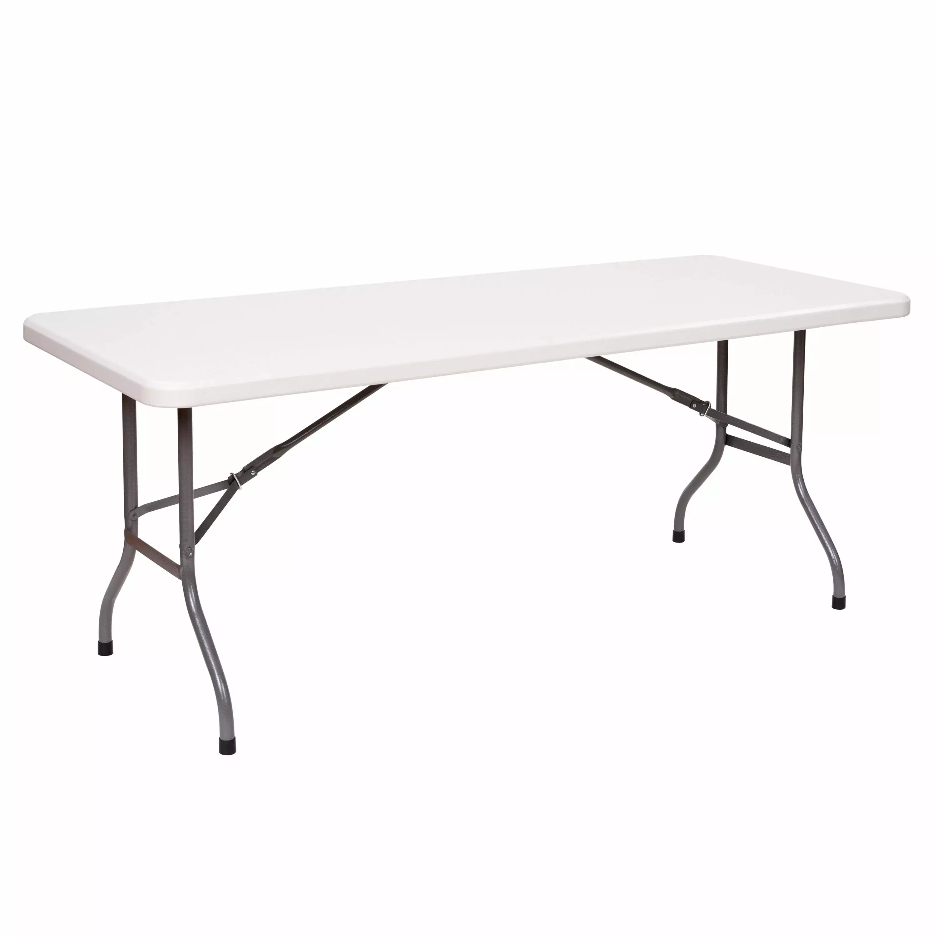 Rhino Plastic Table 6' x 30 Banquet White Granite Durable and Lightweight Event Table