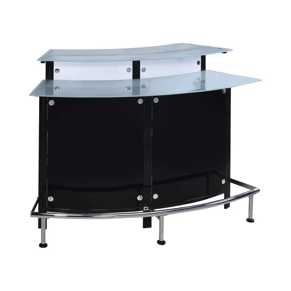Keystone Glass Top Bar Unit Black Modern Liquor Cabinet
