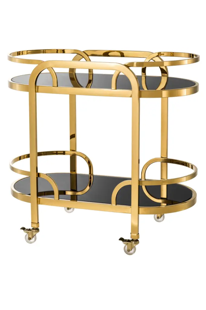 Black Glass Gold Bar Cart Eichholtz Oakhurst Luxury