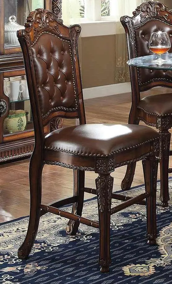 Acme Vendome Cherry Finish Counter Height Chair Set 2 62034 - Modern Kitchen Seating