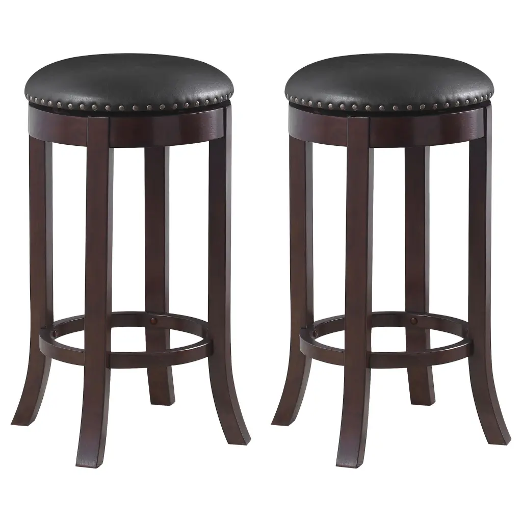 Aboushi Swivel Bar Stools Upholstered Seat Brown Set 2 Counter Stools