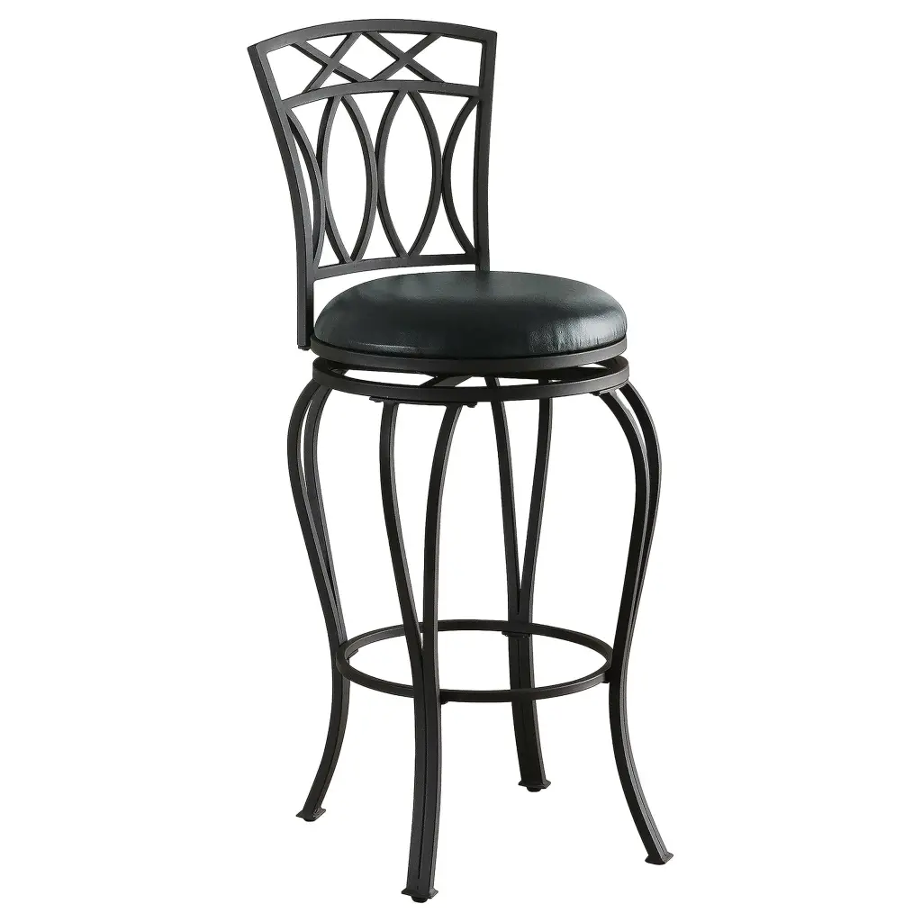 Adamsville Upholstered Swivel Bar Stool Black Modern Kitchen Stool