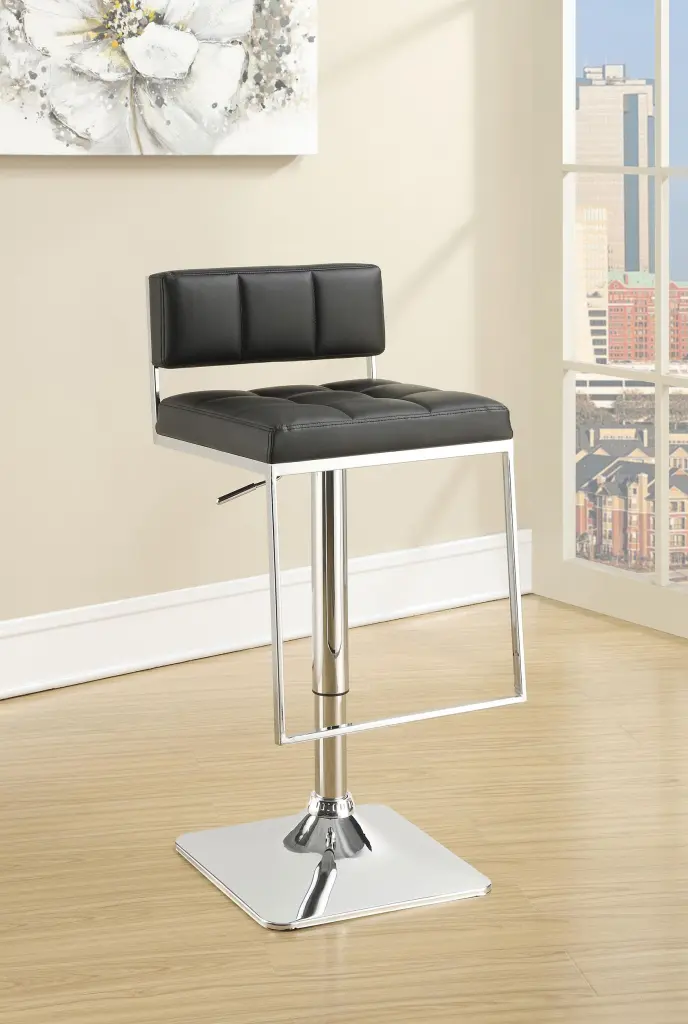 Alameda Adjustable Bar Stool Chrome and Black Modern Kitchen Stool