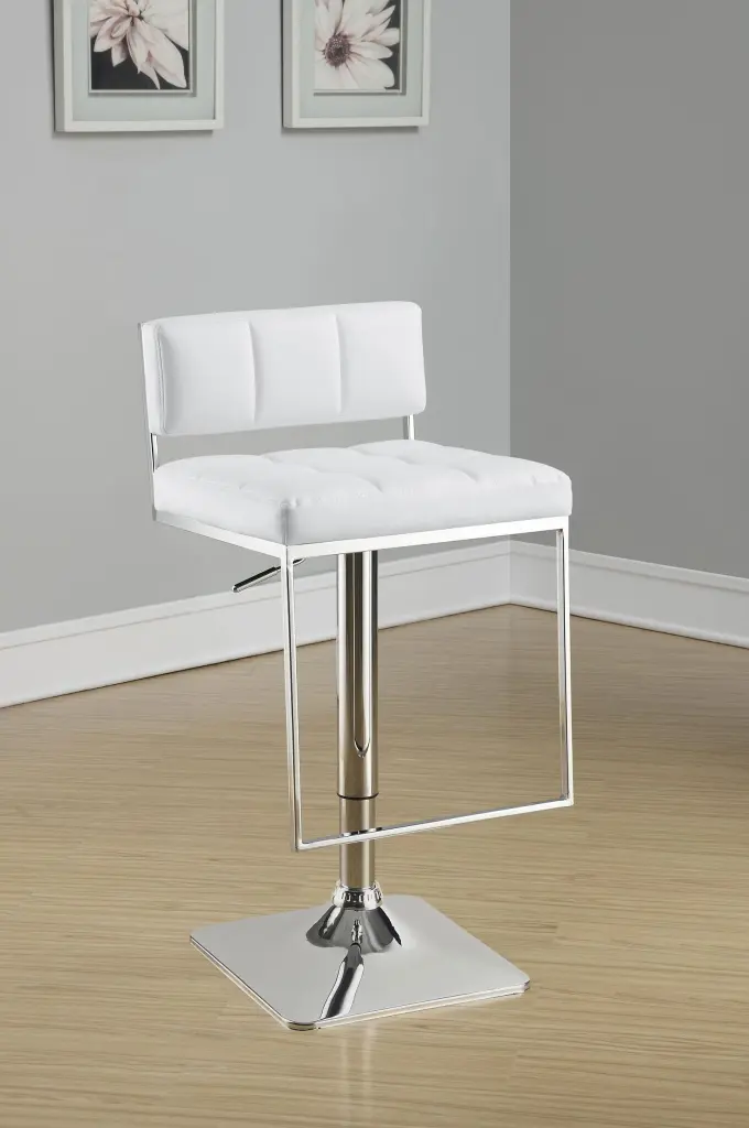 Alameda Adjustable Bar Stool White and Chrome Counter Height Stool