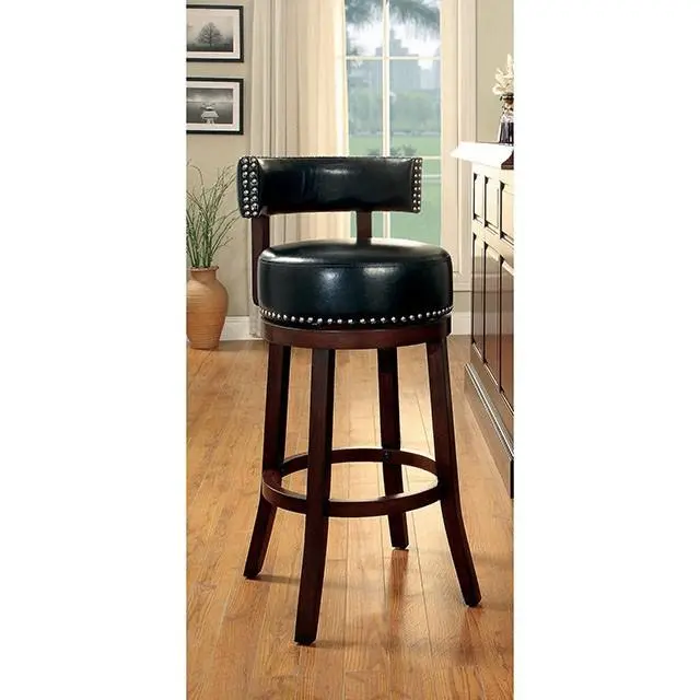 SHIRLEY Dark Oak Black 24 Inch Bar Stool Adjustable Height Kitchen Stool