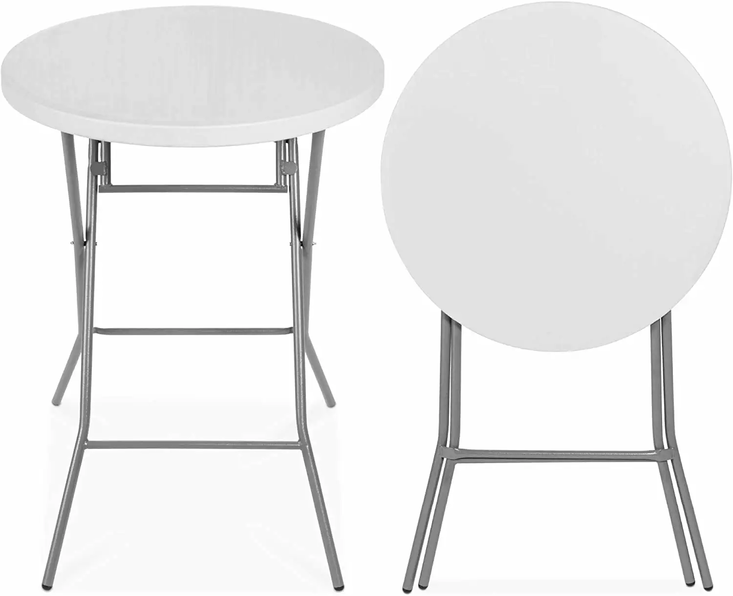 32in Bar Height Folding Table Round Indoor Outdoor Accessory Patio Backyard Dining Room Events Metal Frame Locking Legs 33...