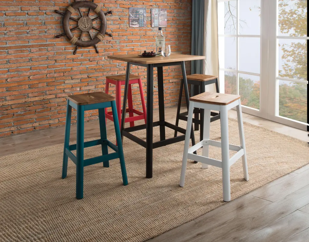 Jacotte Natural and Black Bar Table Home or Commercial Use