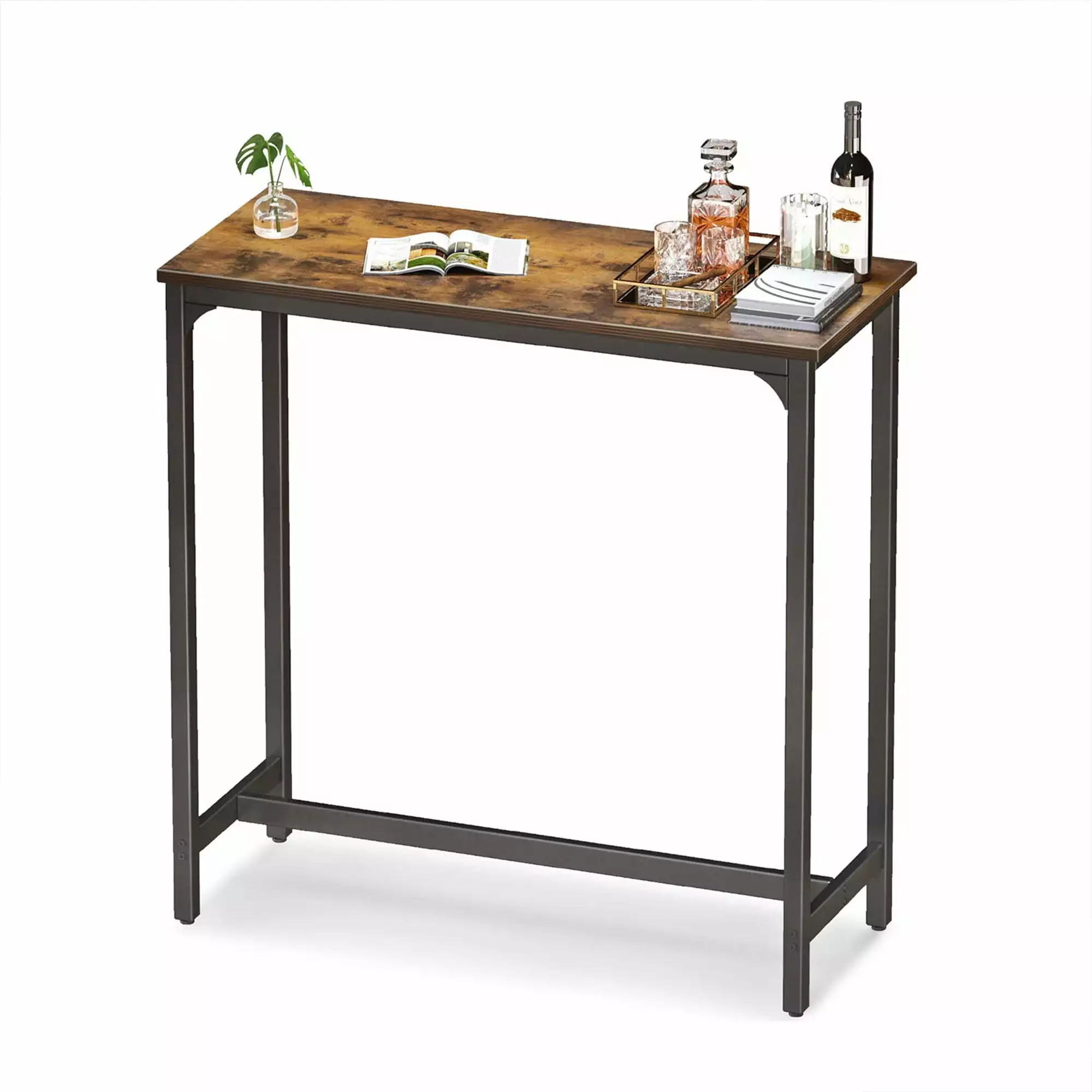Open Box ODK 39 Inch Rectangular Modern Bar Height Table Metal Legs Console ODK Home