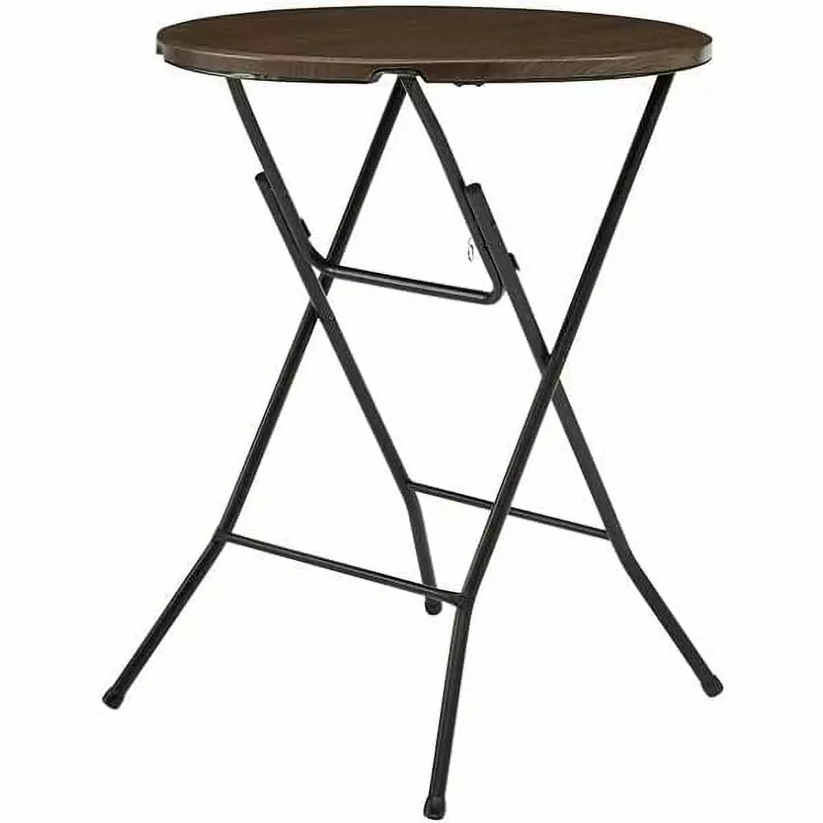 31 Round High-Top Folding Table Walnut Brown Finish Indoor Outdoor Use