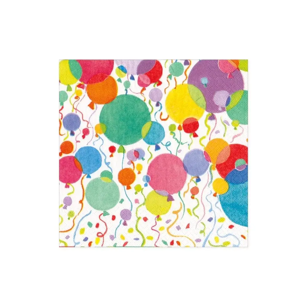 Balloons and Confetti Paper Cocktail Napkins Snow - 20 Per Package