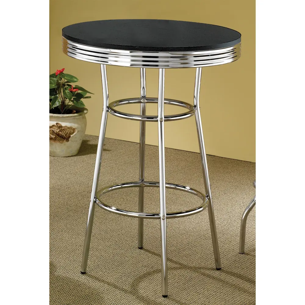 Diamond Modern Furniture COA Round Retro Pub Height Dining Table Trestle Base 2405