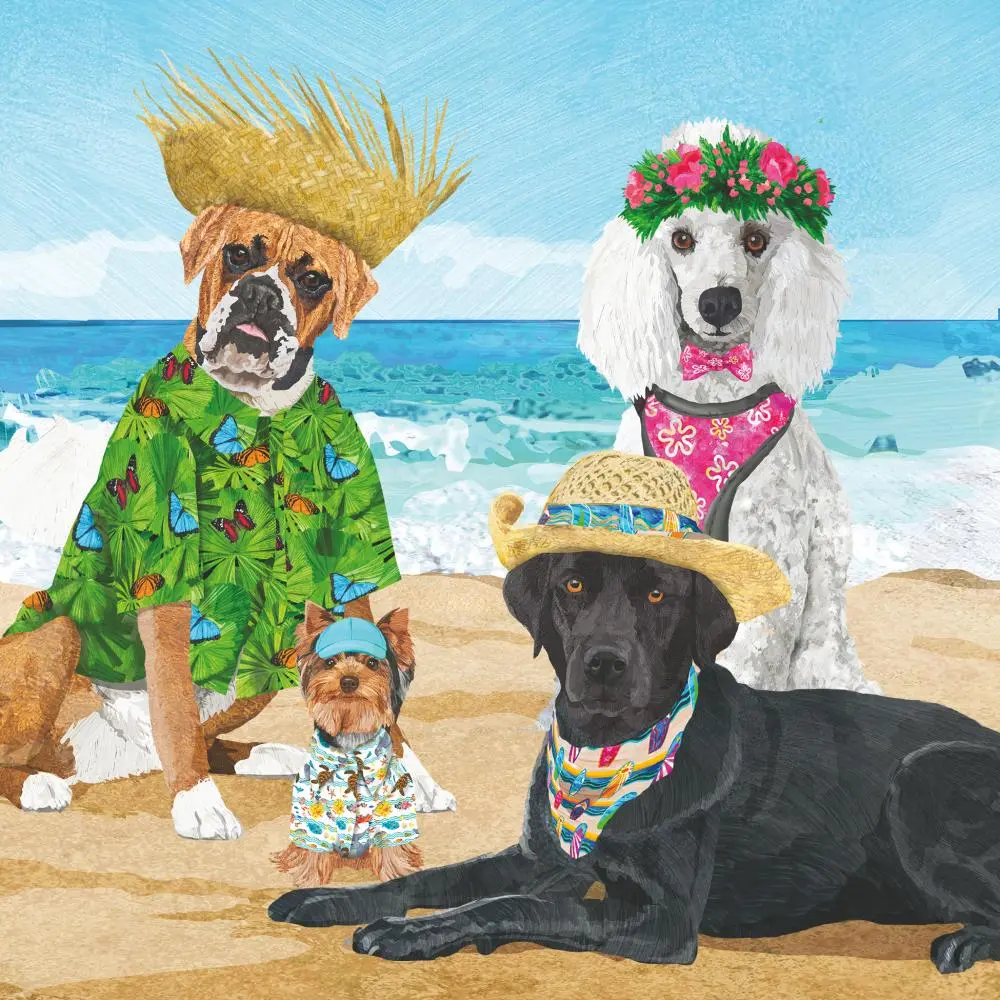 Dogs' Beach Party Beverage Napkin