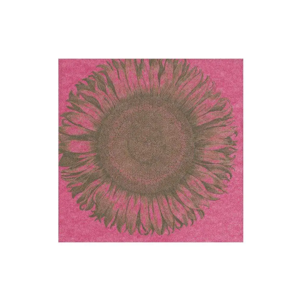 Etched Sunflower Paper Flax Cocktail Napkins Fuchsia - 15 Per Package