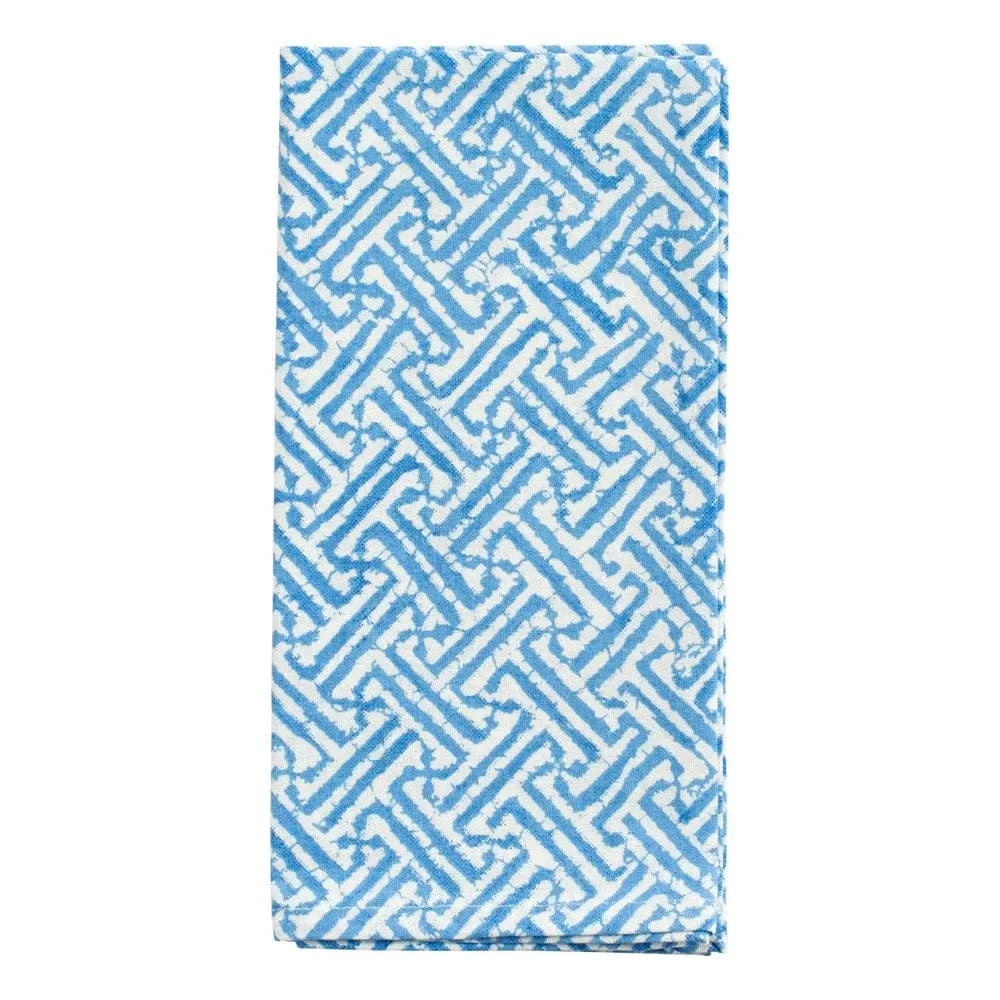 Fretwork Cloth Dinner Napkins Azure - Set 4