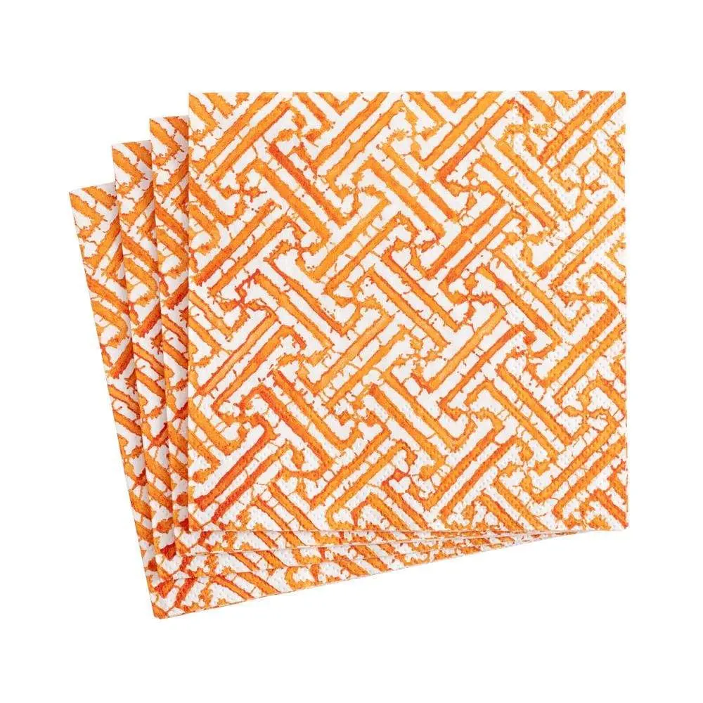 Fretwork Paper Cocktail Napkins Tangerine - 20 Per Package