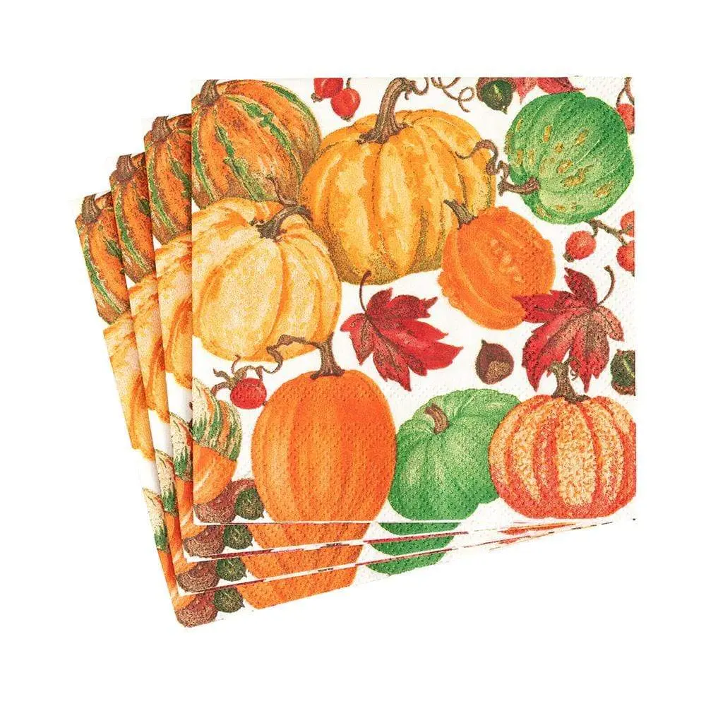 Pumpkin Field Paper Cocktail Napkins Pearl - 20 Per Package