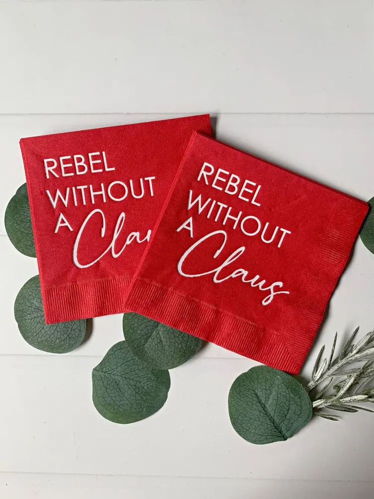 Rebel Without Claus Christmas Cocktail Napkins - Cherry