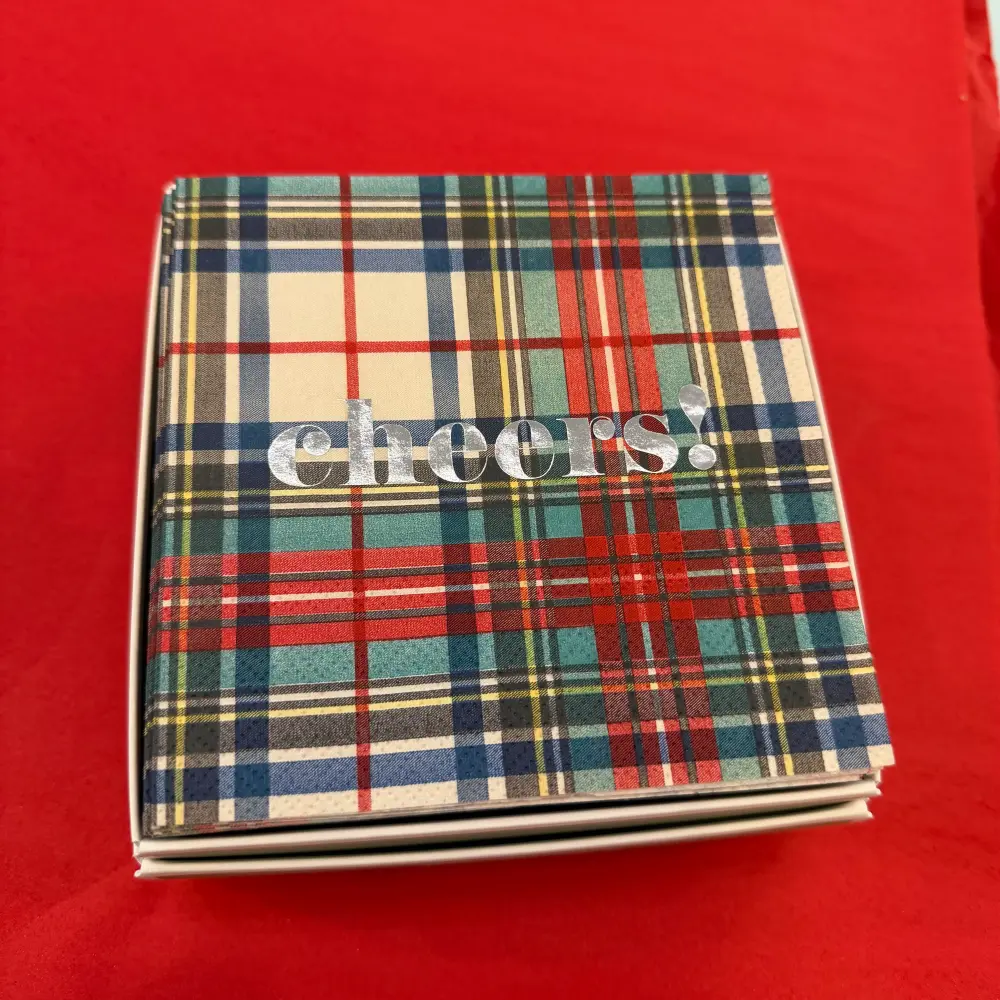 Tartan Plaid "Cheers" Paper Cocktail Napkins - 30 Per Box