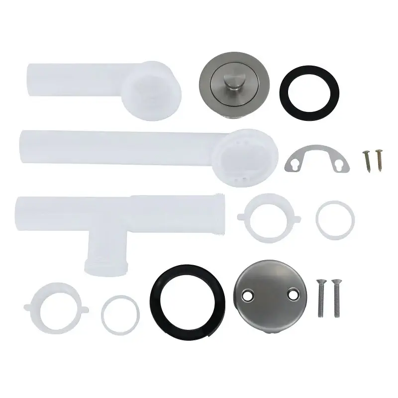 Danco 12100 Twist and Turn Tub Drain Kit, Plastic/Polypropylene, White, Soft-touch Nickel