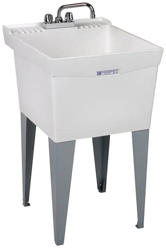 ELM UTILATUB Series 19CF Laundry Tub Combo Kit, 18 gal Capacity, 2-Deck Hole, 20 OAW, 24 OAD, 34 OAH, Chalk