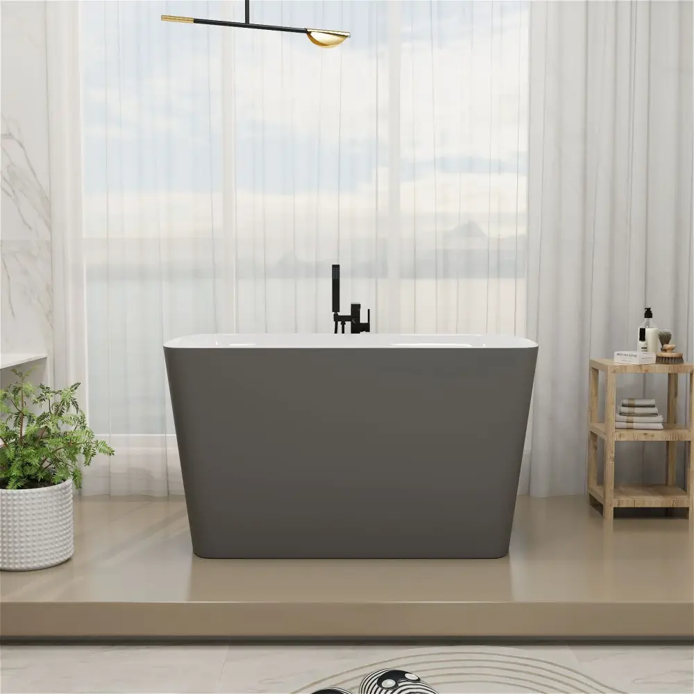 Mokleba 47" Rectangular Lucite Plastic glass Japanese Soaking Tub Pop-up Chrome Drain