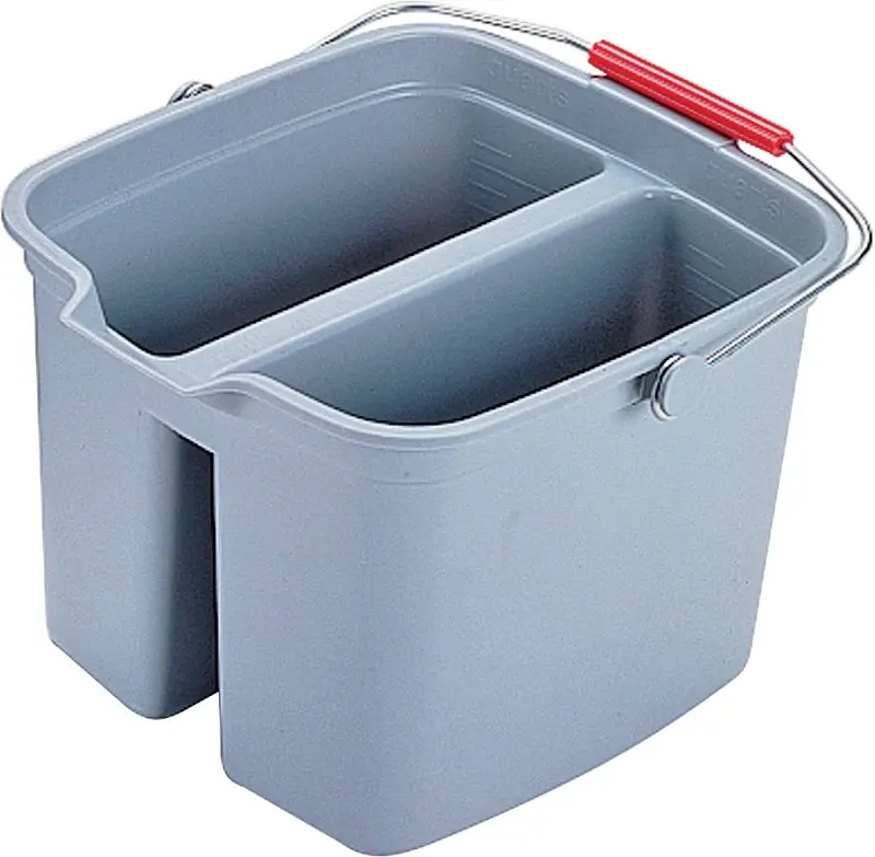 Rubbermaid 261700GRAY Double Bucket, 17 qt Capacity, Rectangular, Plastic Wringer, Graphite