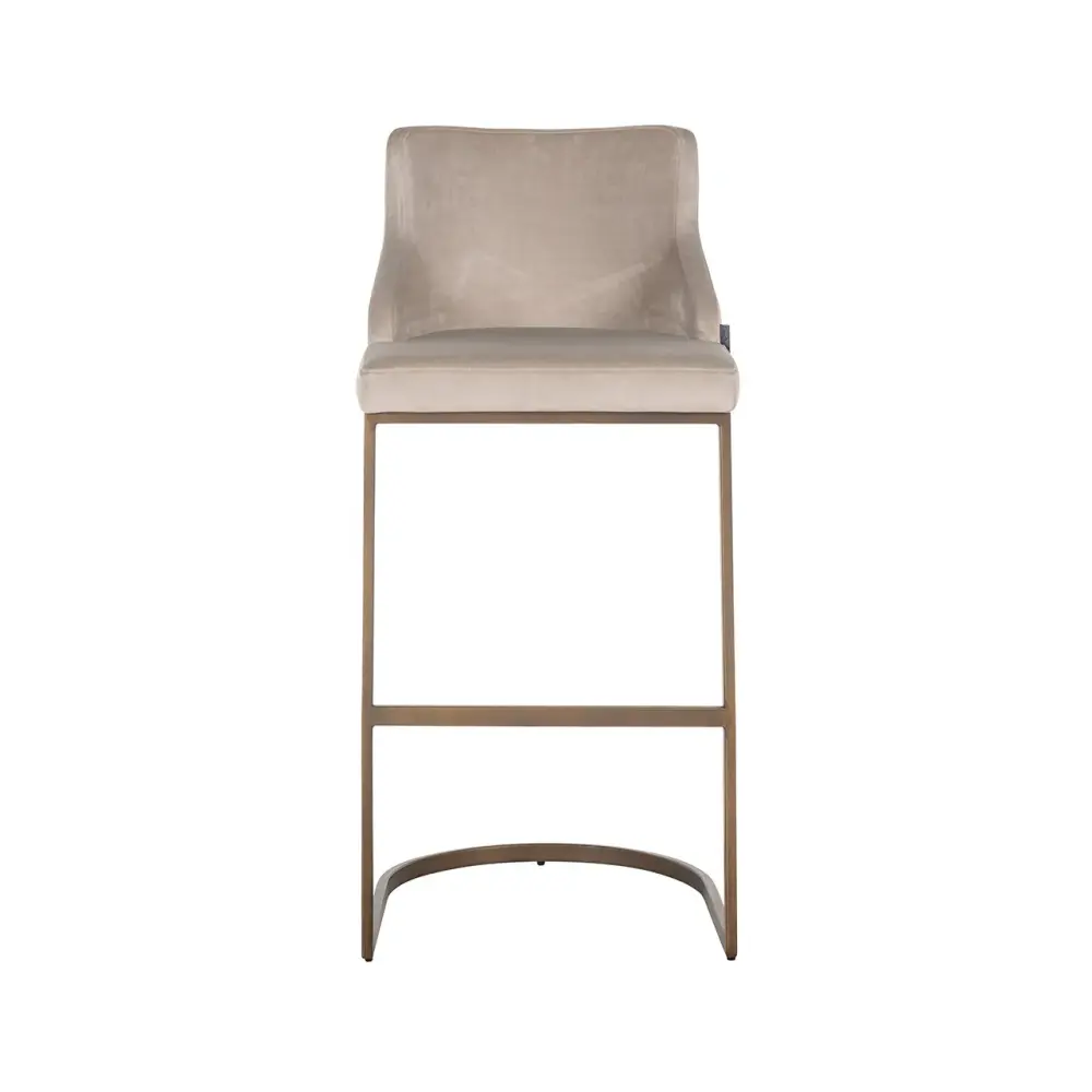 Bolton Bar Stool - Khaki Soft-touch & Brushed Gold