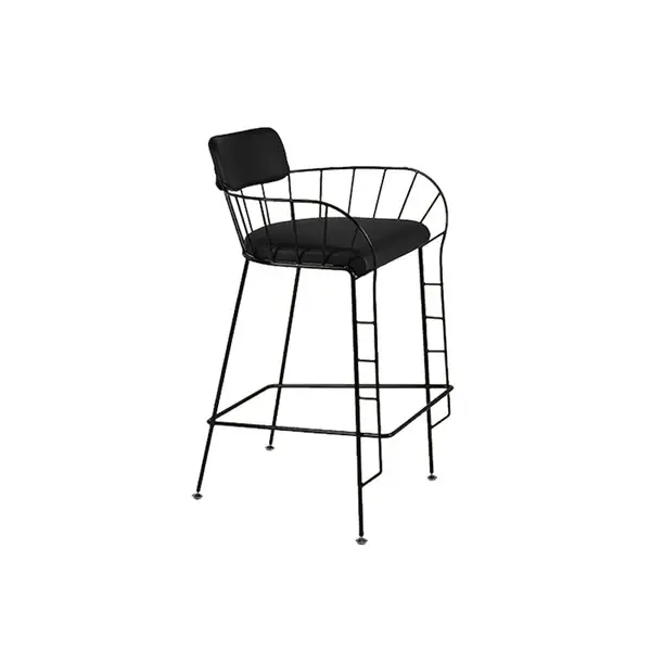 Contemporary Indoor Steel Legs Upholstered Bar Stool Footrest