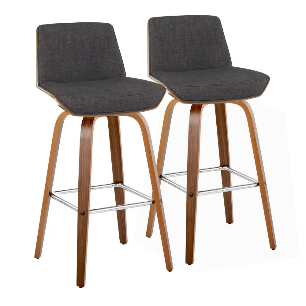Corazza - Mid Century Modern Fixed Height Barstool Pivot Square Footrest (Set 2)
